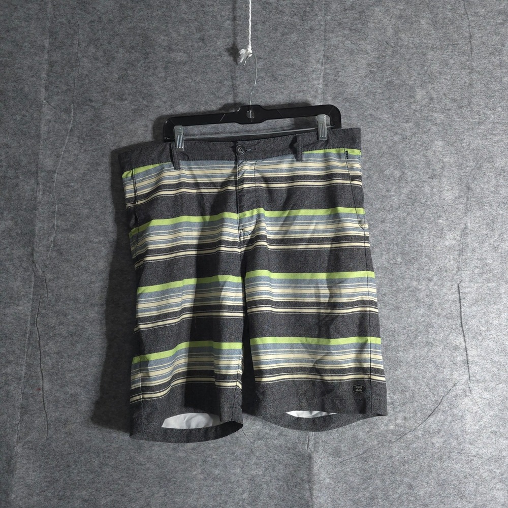 Billabong Mens Hybrid Shorts Striped Gray Blue Green Casual Walk Board Size 36
